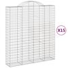 vidaXL 15 db &iacute;ves horganyzott vas gabion kos&aacute;r 200x50x220/240 cm