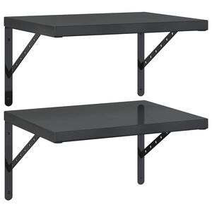 vidaXL 2 db fekete rozsdamentes ac&eacute;l fali polc 50 x 40 cm