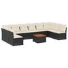 vidaXL 11 r&eacute;szes fekete polyrattan kerti &uuml;lőgarnit&uacute;ra p&aacute;rn&aacute;kkal