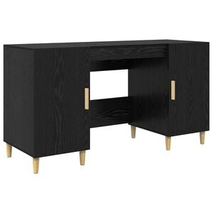 vidaXL Asztal Fekete t&ouml;lgy Szerelt Fa 140 x 50 x 75 cm