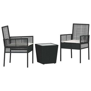 vidaXL Kert Bistro K&eacute;szlet 3 pcs Fekete polirattan