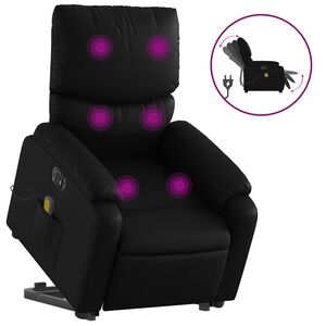 vidaXL elektromos fekete műbőr fel&aacute;ll&aacute;st seg&iacute;tő d&ouml;nthető massz&aacute;zsfotel