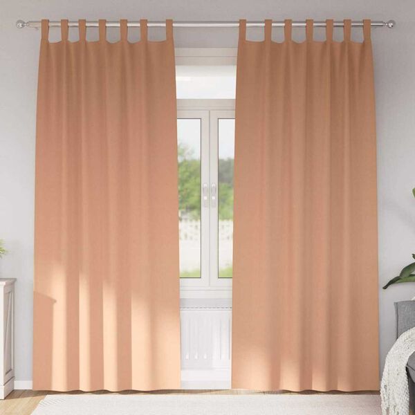 vidaXL Fekete F&uuml;gg&ouml;ny Gyűrűkkel 2 pcs Vil&aacute;gos Barna 260 x 140 cm