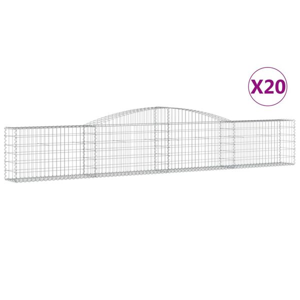vidaXL 20 db &iacute;ves horganyzott vas gabion kos&aacute;r 400x30x60/80 cm