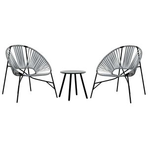 vidaXL 3 db fekete &eacute;s vil&aacute;gossz&uuml;rke polyrattan kerti sz&eacute;k szett