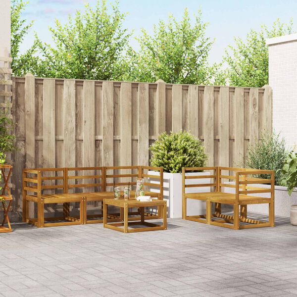 vidaXL K&uuml;lt&eacute;ri kanap&eacute; szett p&aacute;rn&aacute;val 6 pcs Term&eacute;szetes &eacute;s kr&eacute;msz&iacute;nű