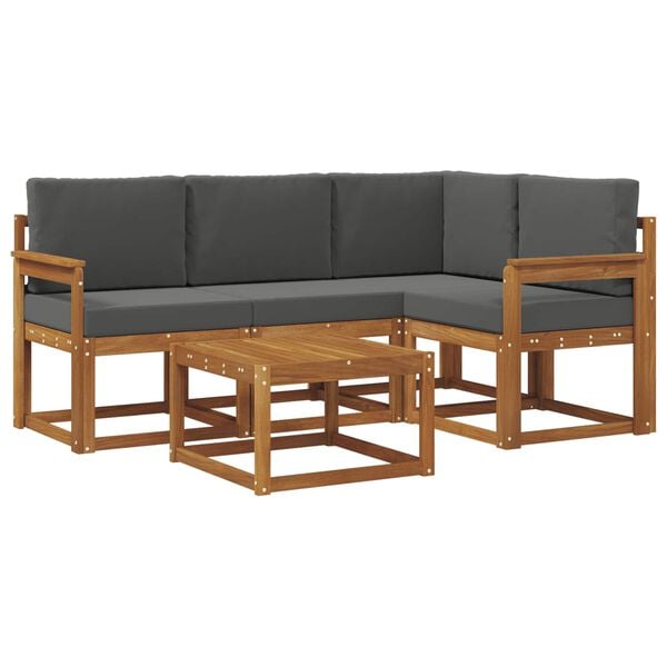 vidaXL K&uuml;lt&eacute;ri kanap&eacute; szett p&aacute;rn&aacute;val 5 pcs Term&eacute;szetes &eacute;s antracit