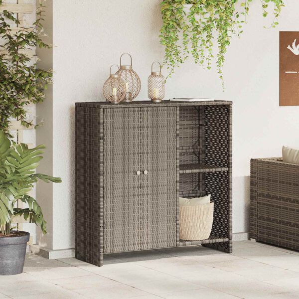 vidaXL T&aacute;rol&oacute;szekr&eacute;ny polcokkal Sz&uuml;rke 100 x 36 x 102 cm Rattan