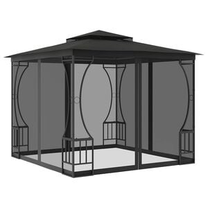 vidaXL antracitsz&uuml;rke pavilon h&aacute;l&oacute;val 300 x 300 x 265 cm