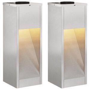 vidaXL Napelemes LED &Uacute;tjelző L&aacute;mpa 2 db Meleg feh&eacute;r 18 x 18 x 50 cm