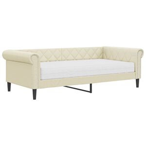 vidaXL krémszínű műbőr heverő matraccal 90 x 200 cm