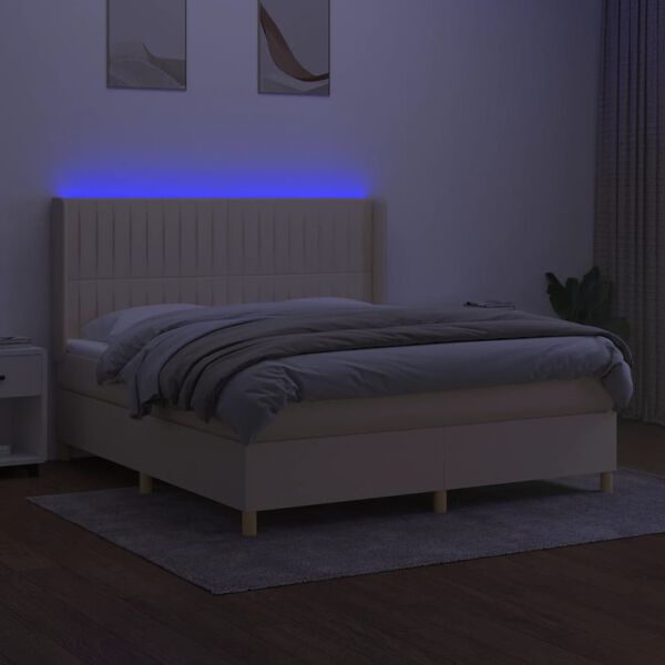 vidaXL kr&eacute;msz&iacute;nű sz&ouml;vet rug&oacute;s &eacute;s LED-es &aacute;gy matraccal 180 x 200 cm