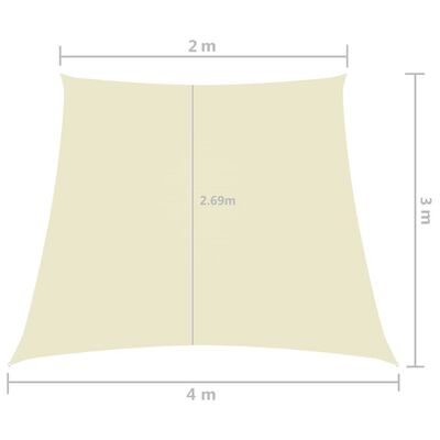 vidaXL krémszínű trapéz alakú oxford-szövet napvitorla 2/4 x 3 m