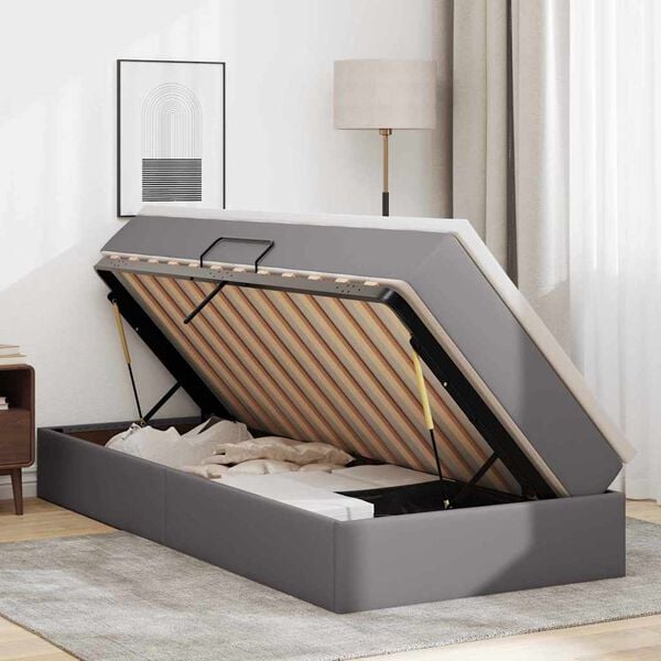 vidaXL &Aacute;gy t&aacute;rol&oacute;val &eacute;s matraccal matracmal Sz&uuml;rke 90 x 190 cm Műbőr