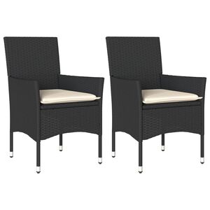 vidaXL 2 db fekete polyrattan kerti sz&eacute;k p&aacute;rn&aacute;val