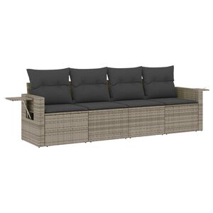 vidaXL 4 r&eacute;szes sz&uuml;rke polyrattan kerti &uuml;lőgarnit&uacute;ra p&aacute;rn&aacute;kkal