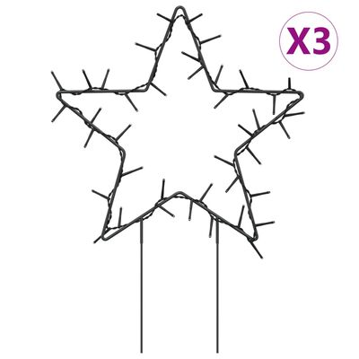 vidaXL karácsonyi csillag fénydekoráció 3 cövekkel 50 LED 29 cm