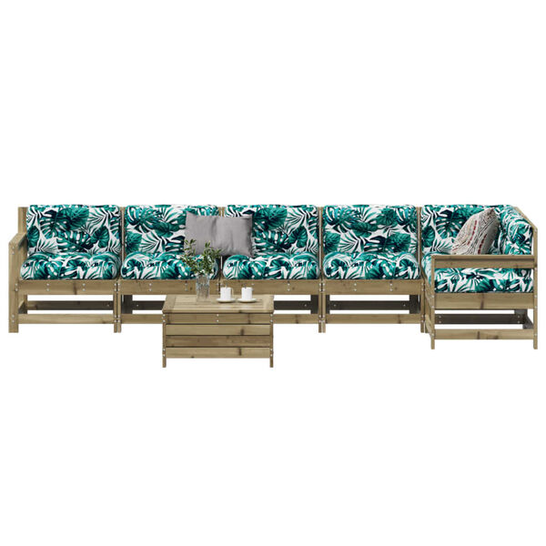 vidaXL 7 r&eacute;szes impregn&aacute;lt fenyőfa kerti &uuml;lőgarnit&uacute;ra p&aacute;rn&aacute;val