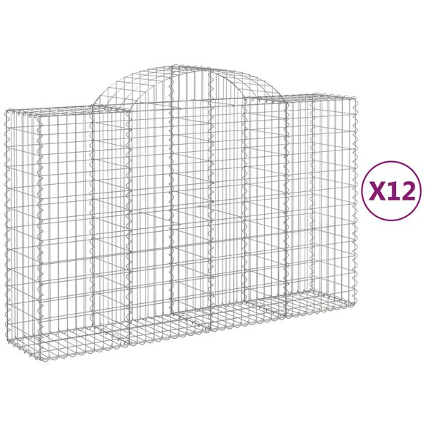 vidaXL 12 db &iacute;ves horganyzott vas gabion kos&aacute;r 200x50x120/140 cm