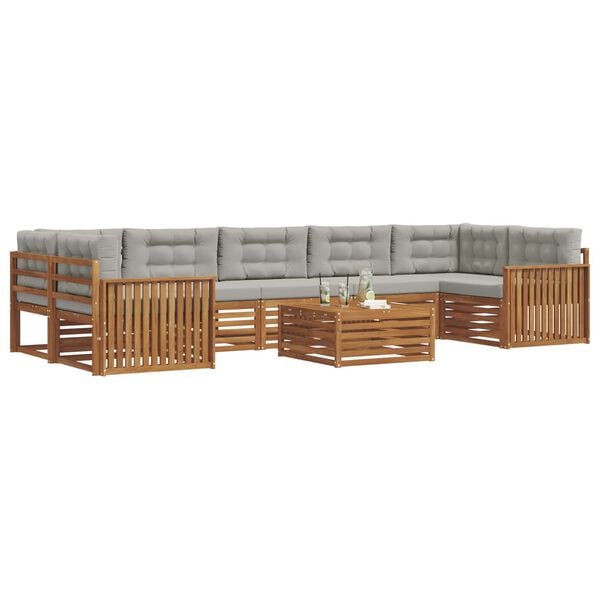 vidaXL K&uuml;lt&eacute;ri kanap&eacute; szett 8 pcs Term&eacute;szetes &eacute;s Vil&aacute;gossz&uuml;rke