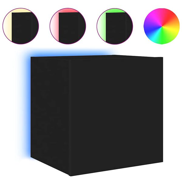 vidaXL fekete fali TV-szekr&eacute;ny LED-vil&aacute;g&iacute;t&aacute;ssal 40,5x35x40 cm