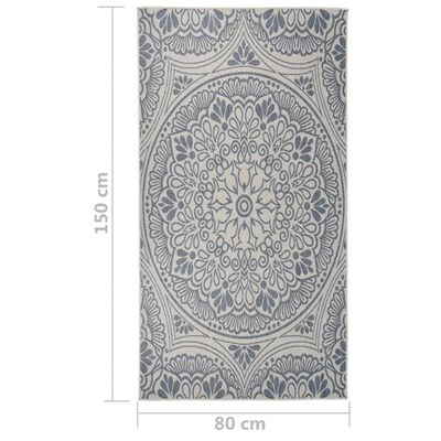 vidaXL kék mintás lapos szövésű kültéri szőnyeg 80 x 150 cm