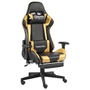 vidaXL aranysz&iacute;nű PVC forg&oacute; gamer sz&eacute;k l&aacute;btart&oacute;val
