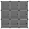vidaXL fekete polipropilén tárolókocka 9 db kockával és ajtókkal