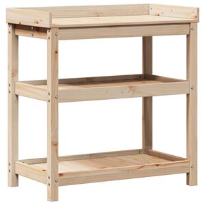 vidaXL t&ouml;m&ouml;r fenyőfa &uuml;ltetőasztal polcokkal 82,5 x 45 x 86,5 cm