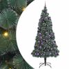 vidaXL Műfenyő LED vil&aacute;g&iacute;t&aacute;ssal, g&ouml;mb&ouml;kkel Z&ouml;ld 240 cm PET