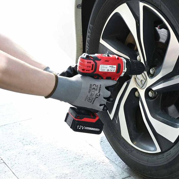 vidaXL Munkakesztyűk 24 pcs Sz&uuml;rke &eacute;s fekete 8 / m Poli&eacute;szter