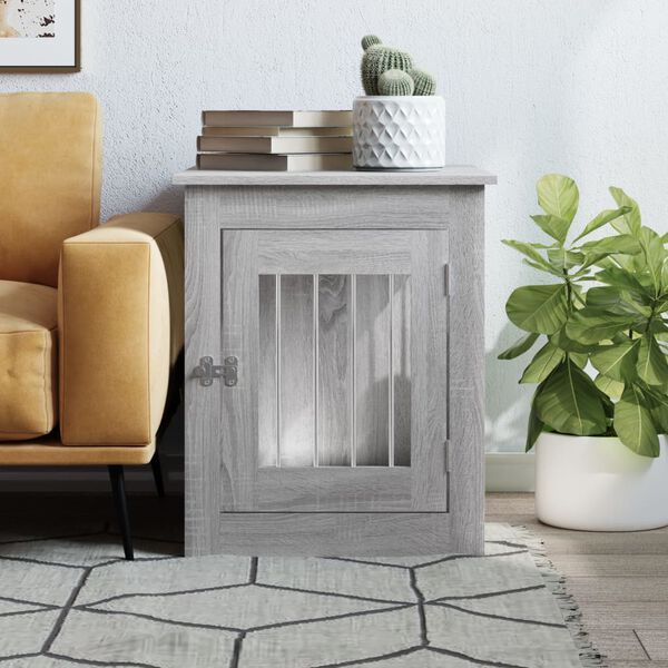 vidaXL sz&uuml;rke sonoma sz&iacute;nű szerelt fa kutyaketrec 55 x 75 x 65 cm