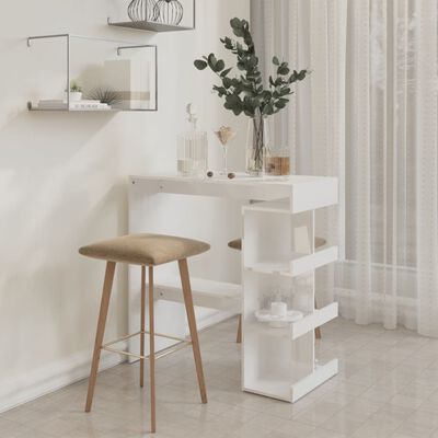 vidaXL magasfényű fehér bárasztal tárolópolccal 100 x 50 x 101,5 cm