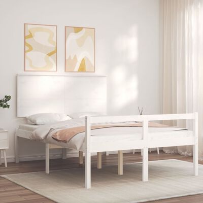 vidaXL fehér tömör fa ágy időseknek fejtámlával Small Double