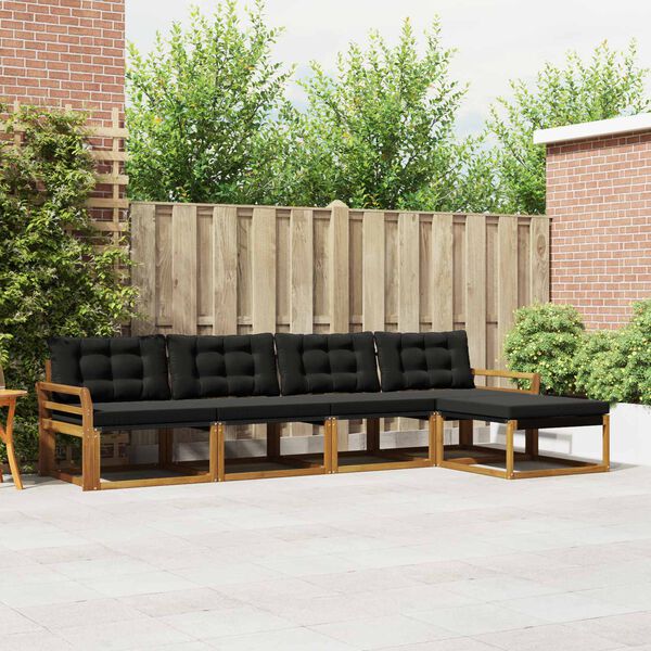 vidaXL K&uuml;lt&eacute;ri kanap&eacute; szett p&aacute;rn&aacute;val 5 pcs Term&eacute;szetes &eacute;s fekete