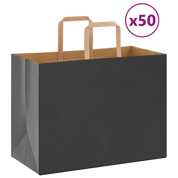 vidaXL 50 db fekete pap&iacute;rzacsk&oacute;k foganty&uacute;kkal 32x17x25 cm