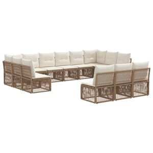 vidaXL Kerti Kanap&eacute; Szett 13 pcs B&eacute;zs polirattan