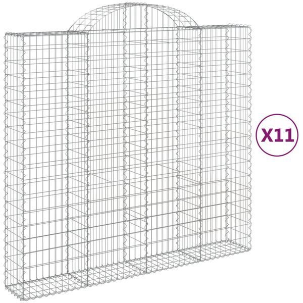vidaXL 11 db íves horganyzott vas gabion kosár 200x50x180/200 cm