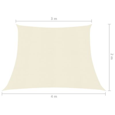 vidaXL krémszínű HDPE napvitorla 160 g/m² 3/4 x 2