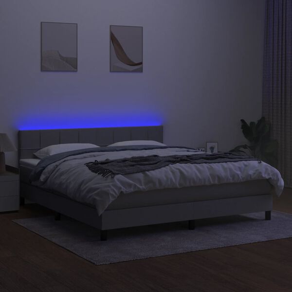 vidaXL vil&aacute;gossz&uuml;rke sz&ouml;vet rug&oacute;s &eacute;s LED-es &aacute;gy matraccal 160x200 cm