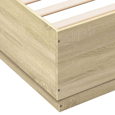 vidaXL sonoma tölgyszínű szerelt fa ágykeret 150 x 200 cm