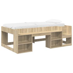 vidaXL Gyerek&aacute;gy keret t&aacute;rol&oacute;val Sonoma T&ouml;lgy 80 x 200 cm Szerelt Fa