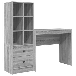 vidaXL Asztal fi&oacute;kkal polcokkal t&aacute;rol&oacute;val 2 pcs Sz&uuml;rke Sonoma