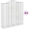 vidaXL 4 db íves horganyzott vas gabion kosár 200x50x200/220 cm
