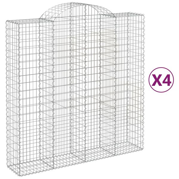vidaXL 4 db íves horganyzott vas gabion kosár 200x50x200/220 cm
