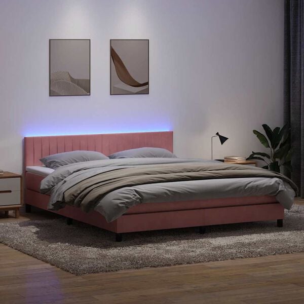 vidaXL r&oacute;zsasz&iacute;n b&aacute;rsony rug&oacute;s &eacute;s LED-es &aacute;gy matraccal 180x210 cm