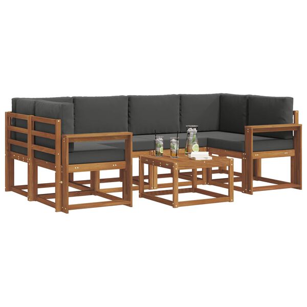 vidaXL K&uuml;lt&eacute;ri kanap&eacute; szett p&aacute;rn&aacute;val 7 pcs Term&eacute;szetes &eacute;s antracit