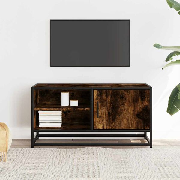 vidaXL f&uuml;st&ouml;s t&ouml;lgy sz&iacute;nű szerelt fa &eacute;s f&eacute;m TV-szekr&eacute;ny 80x34,5x40 cm