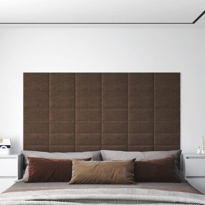 vidaXL 12 db barna szövet fali panel 30 x 15 cm 0,54 m²