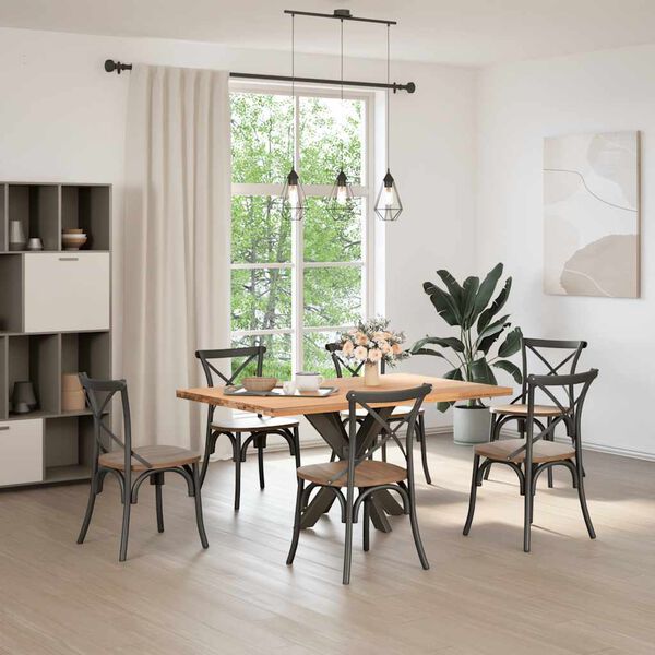 vidaXL &eacute;tkezőasztal p&oacute;k alak&uacute; fekete ac&eacute;l l&aacute;b 85x85x(72-73) cm